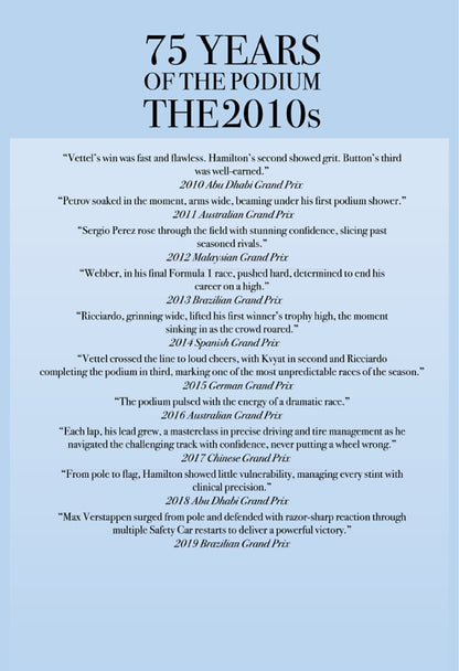 75 YEARS OF THE PODIUM. THE 2010s